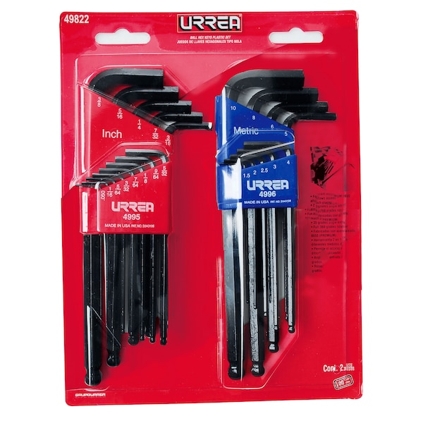 Heavy-duty SAE/metric ball-end L-type hex key set 22Pc